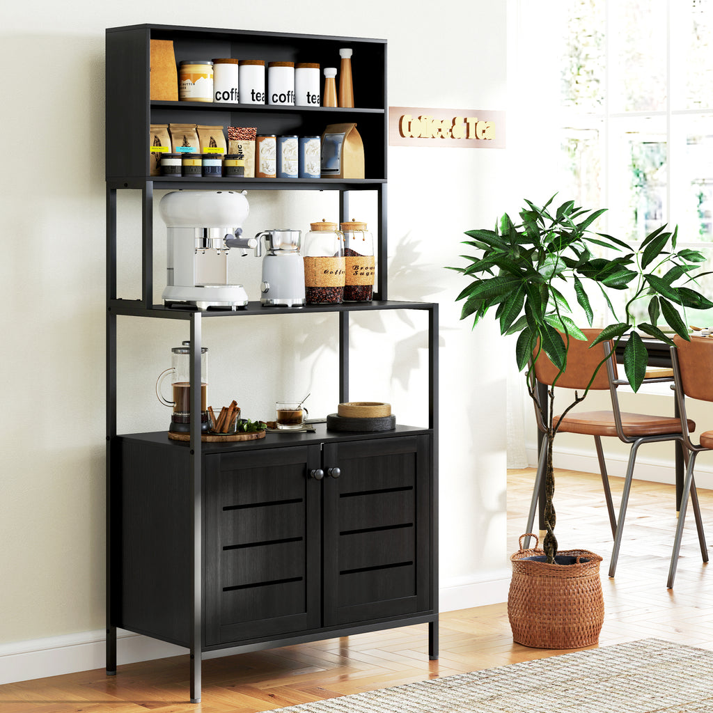 Baker's Rack with Power Outlet and Storage Shelves