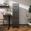 4 Drawer Metal Vertical Black Filing Cabinets With Lock For Home Office,Letter Legal A4