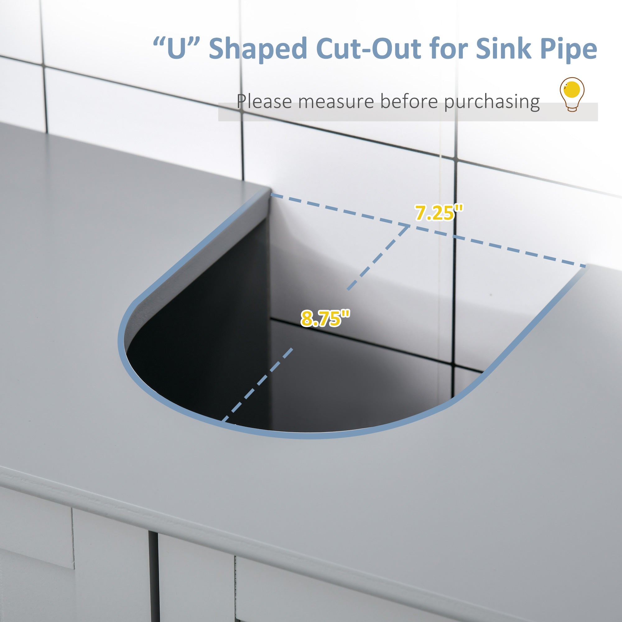Bathroom Vanities, Bathroom Sink Cabinets With U-Shape Cut-Out And Adjustable Internal Shelf