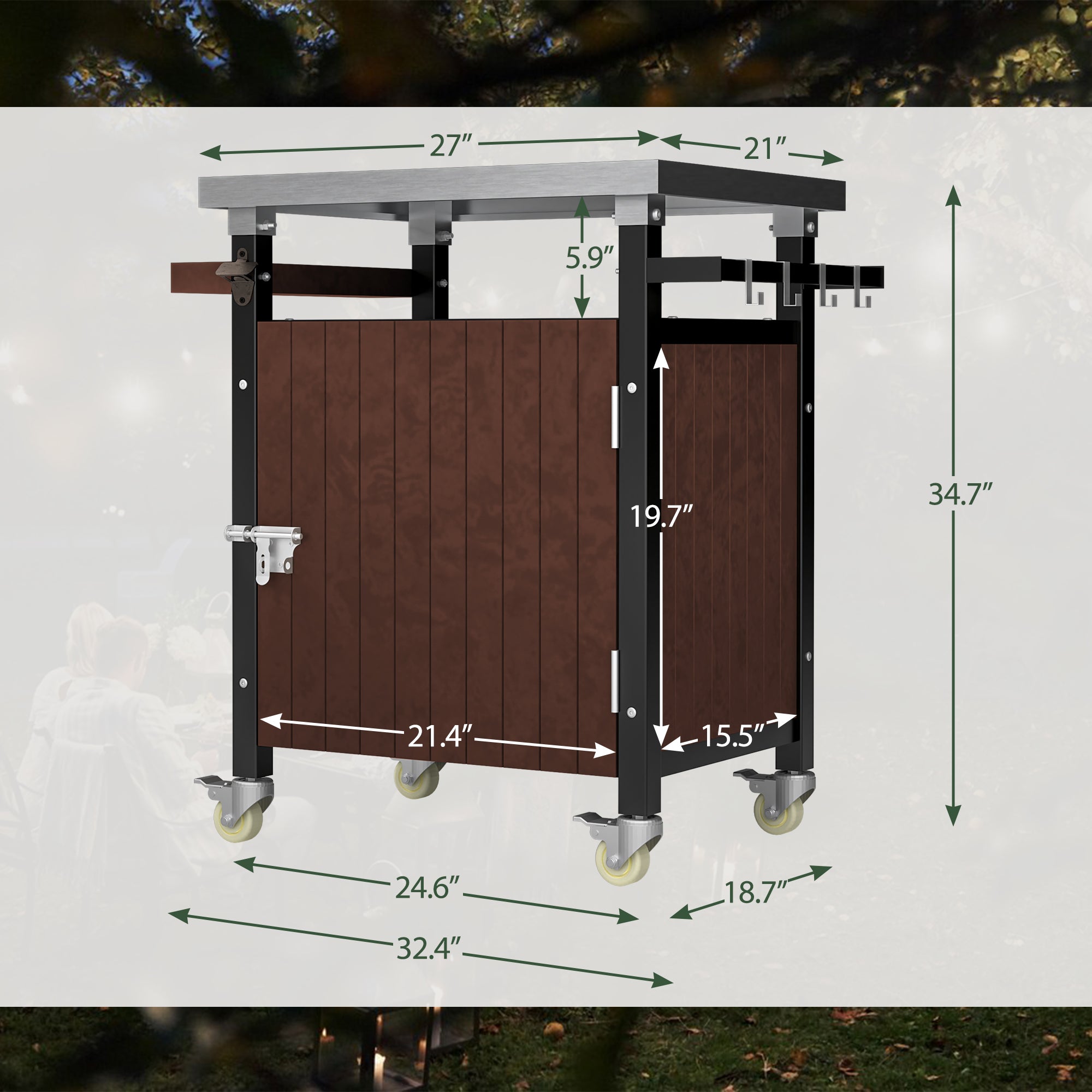 Outdoor Grill Cart With Stainless Steel Tabletop