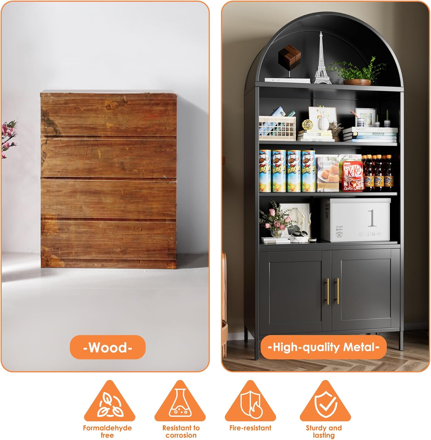 Metal Arched Bookcase