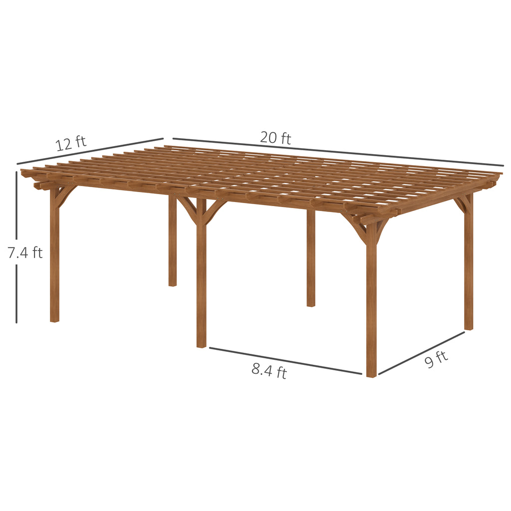 12’ x 20’ Outdoor Pergola, Wood Gazebo Grape Trellis