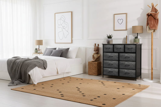 Faux Wood Dresser 9 Drawers For Bedroom Furniture Storage