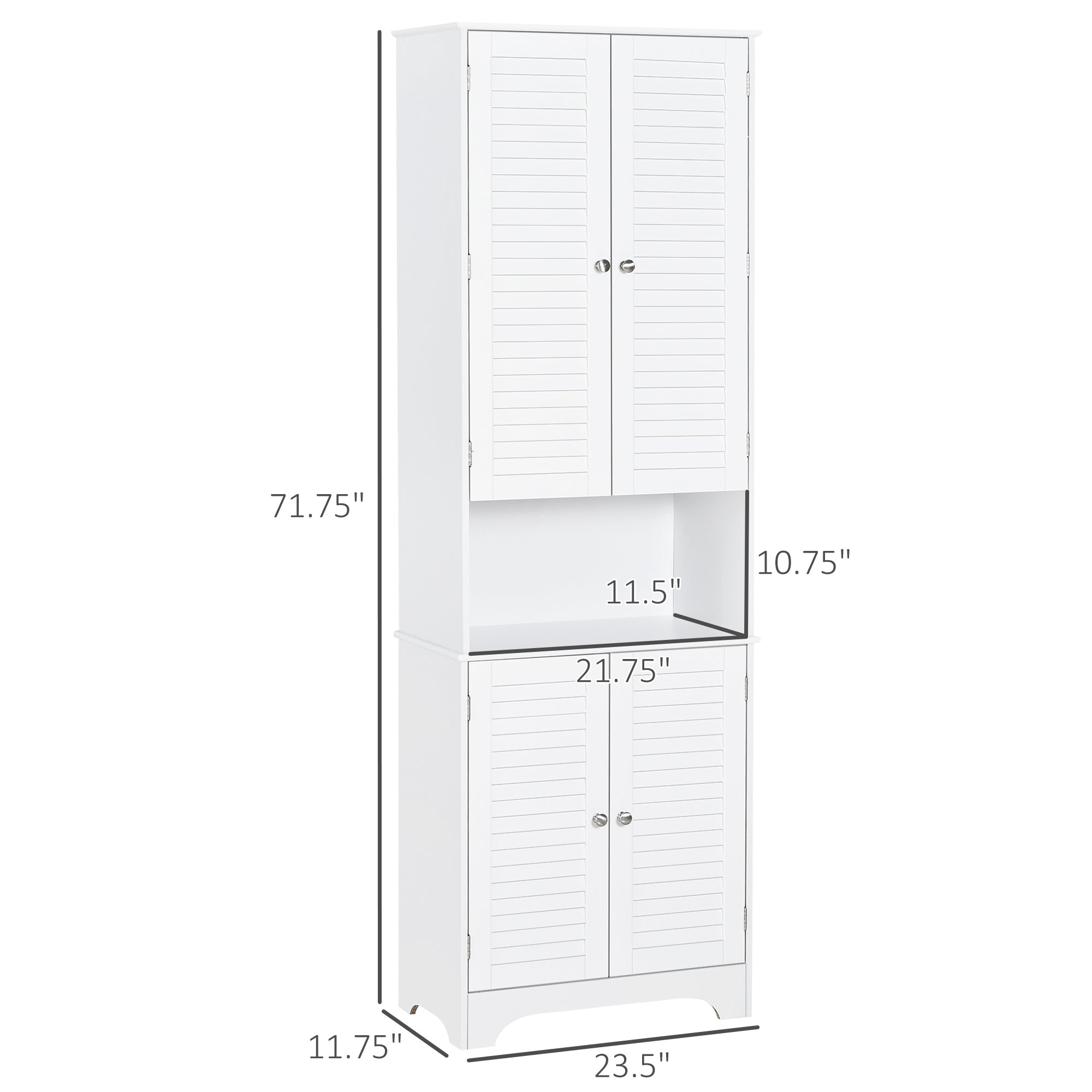 Bathroom Storage Cabinet With Doors And Shelf Adjustability, Freestanding Linen Cabinet With 2 Cabinets And Countertop