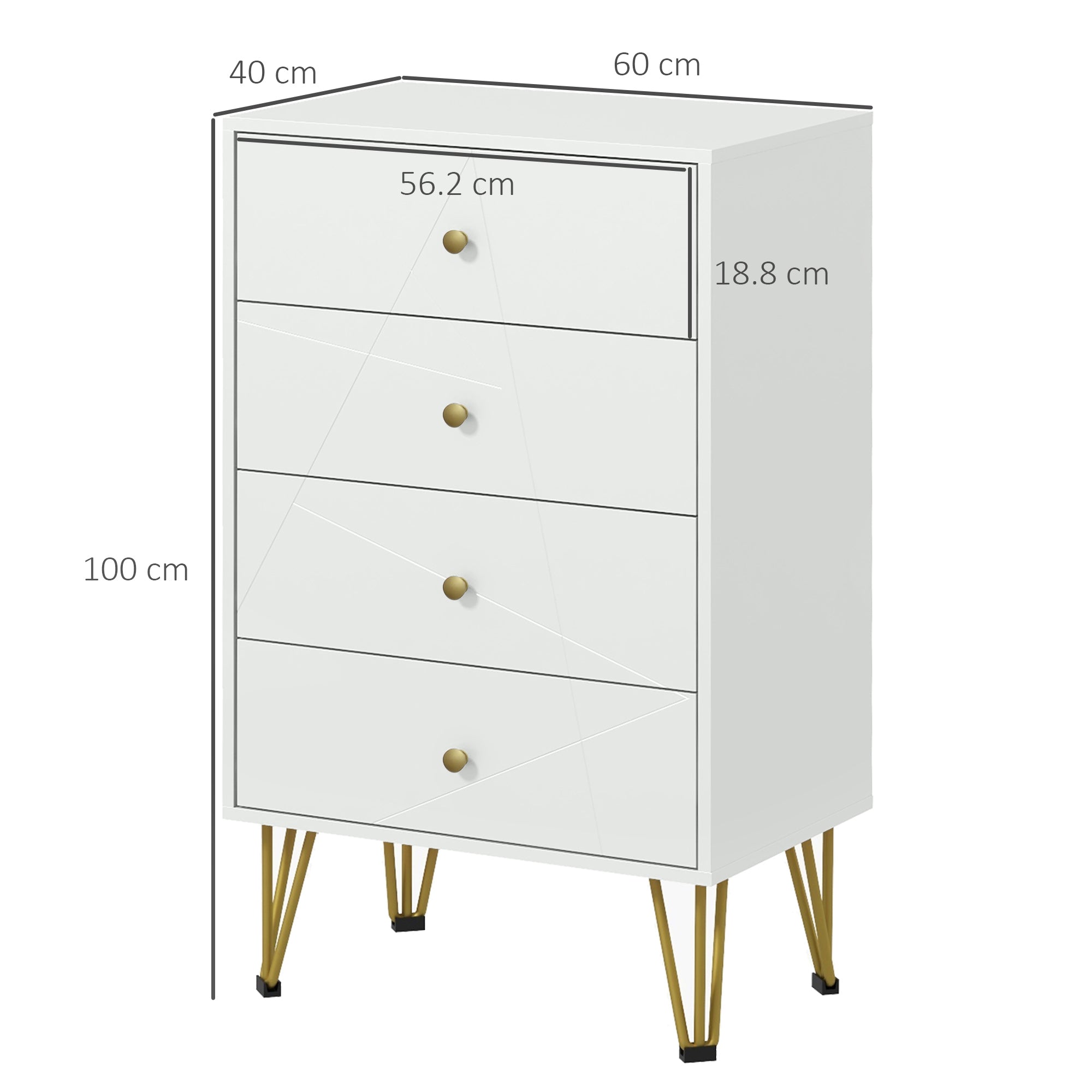 Tall Chest Of Drawers, 4-Drawer Dresser