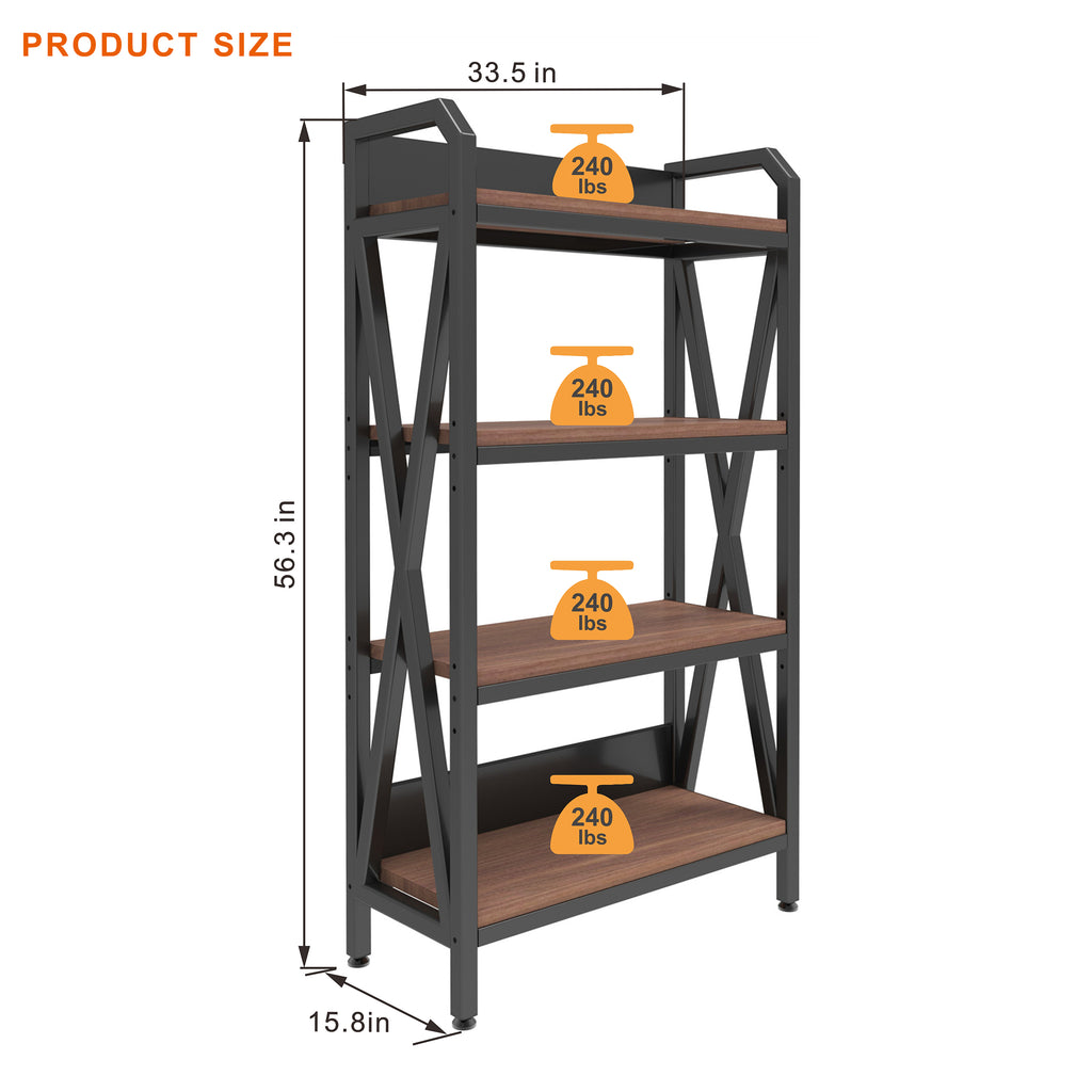 Rack 4-Level Storage Shelves Metal And Wooden Kitchen Shelves