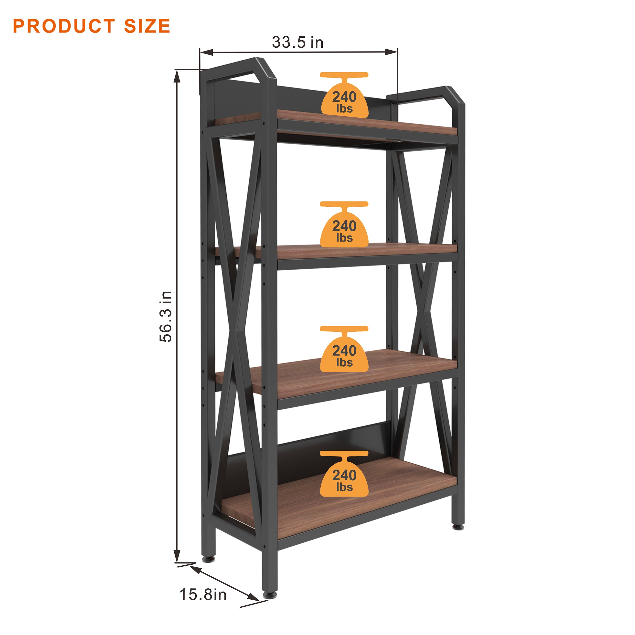 Rack 4-Level Storage Shelves Metal And Wooden Kitchen Shelves