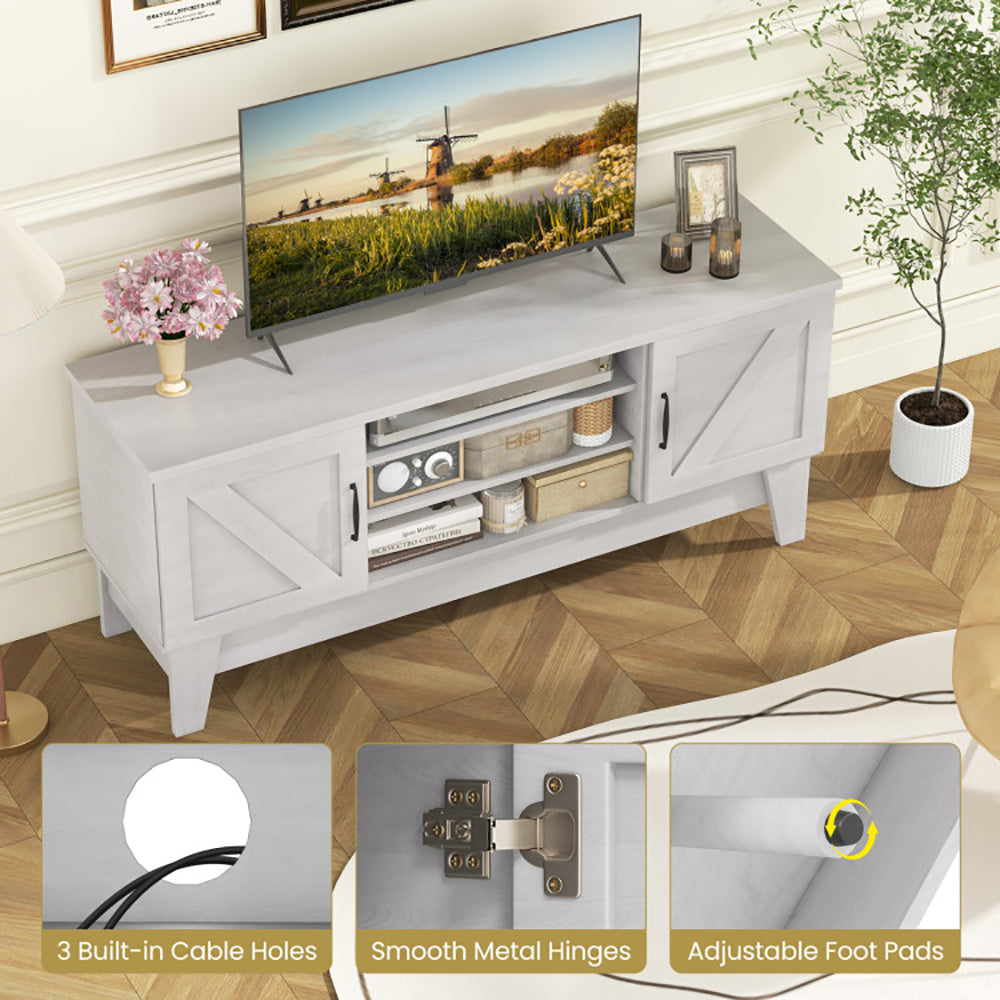 TV Stand For TVs Up To 65” With 2 Barn Door Cabinets