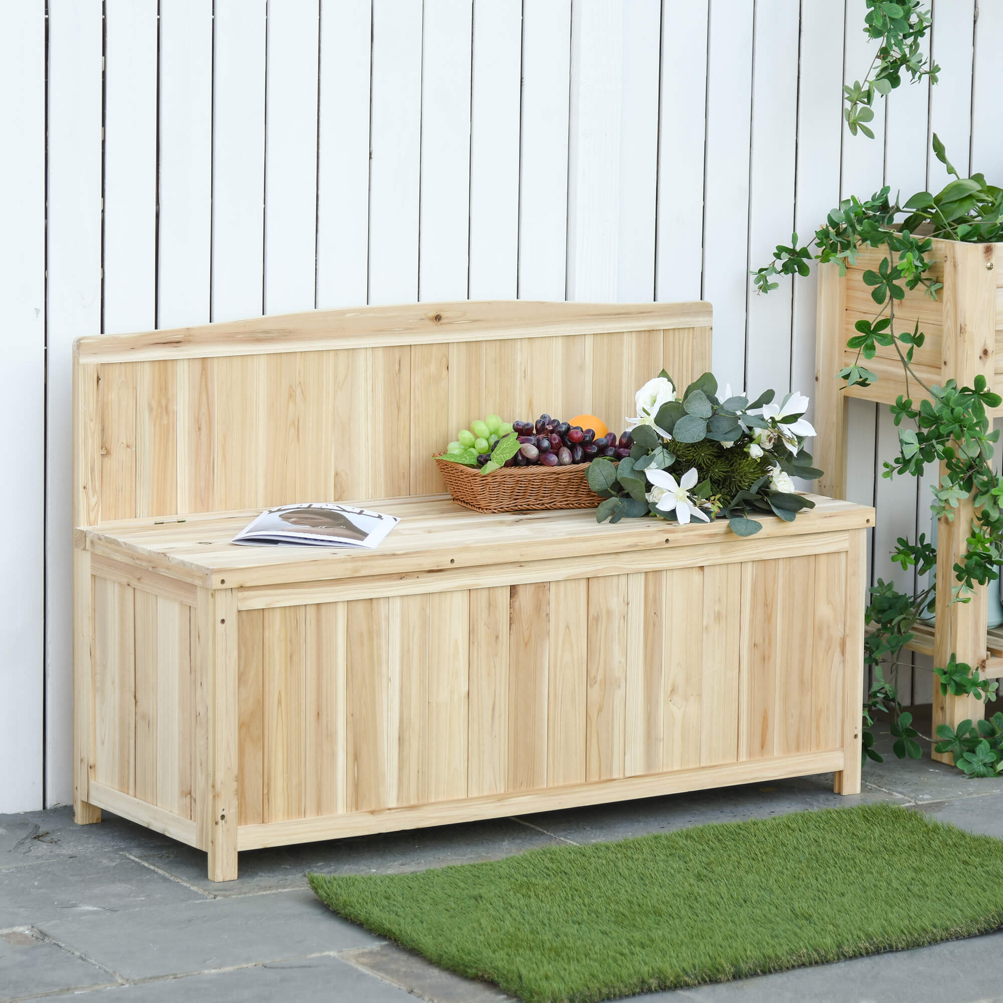 Wood Storage Bench For Patio Furniture