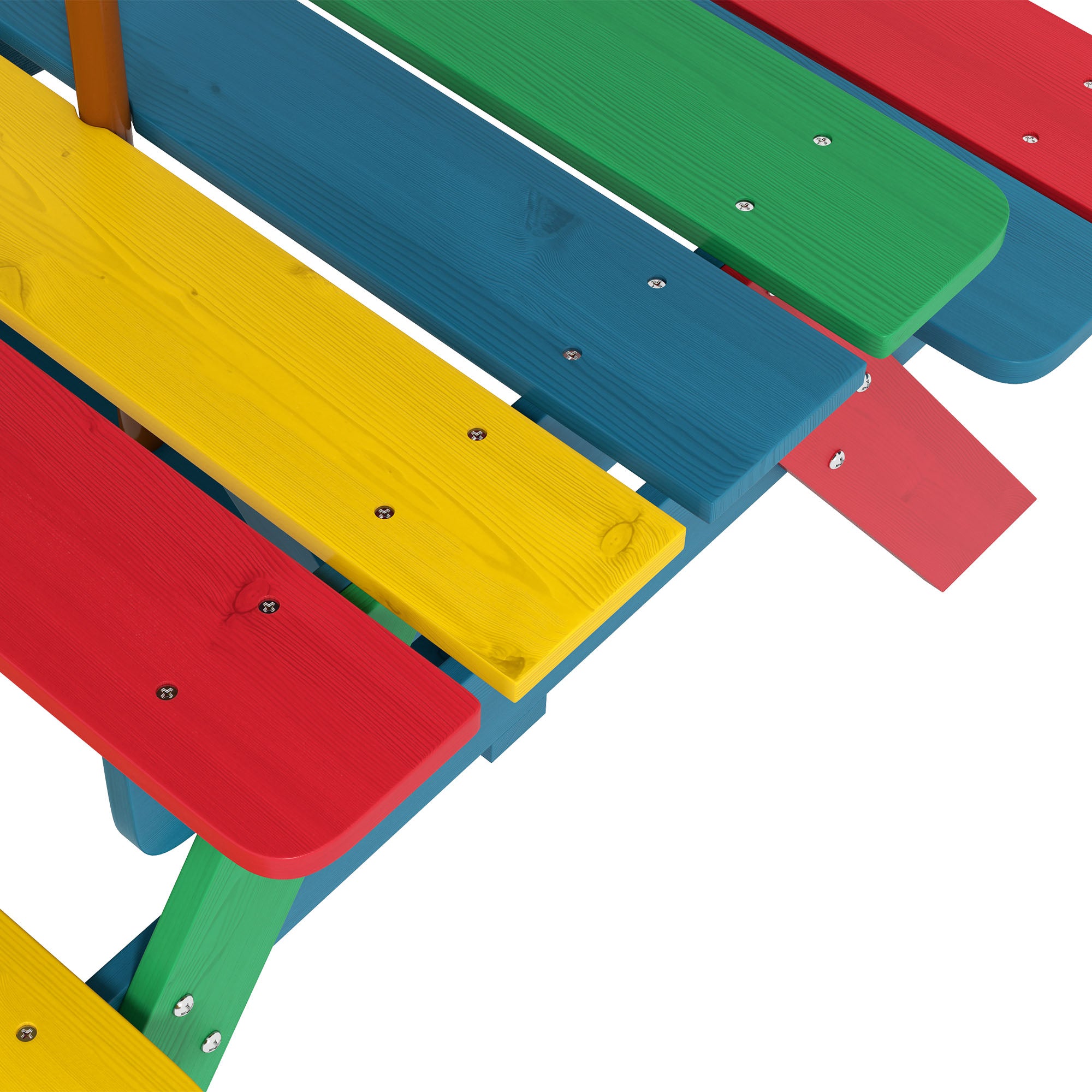 Wooden Kids Picnic Table Set with Parasol, Seating for 2 Children 3-6 Years Old, for Patio Backyard