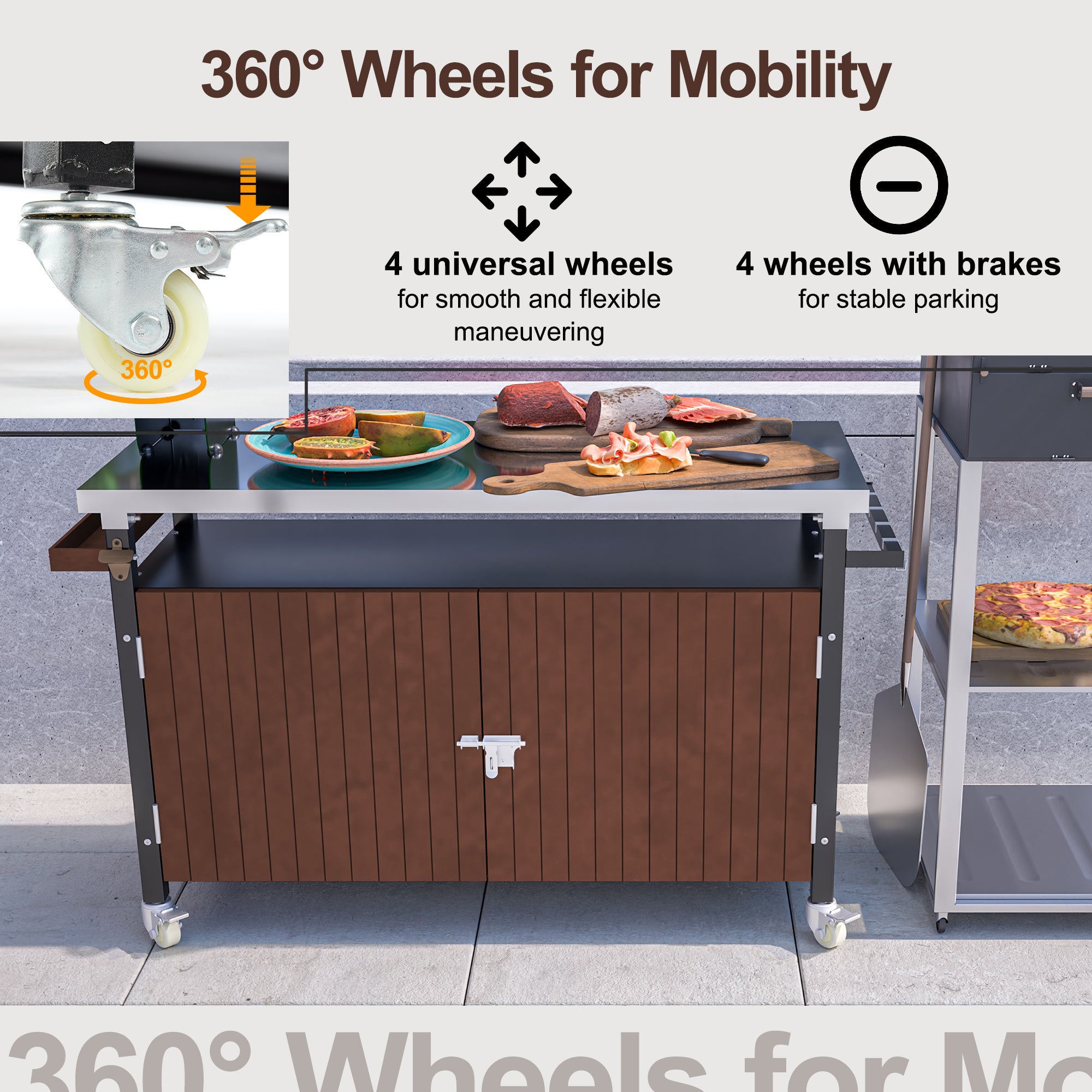 Outdoor Grill Cart With Stainless Steel Tabletop