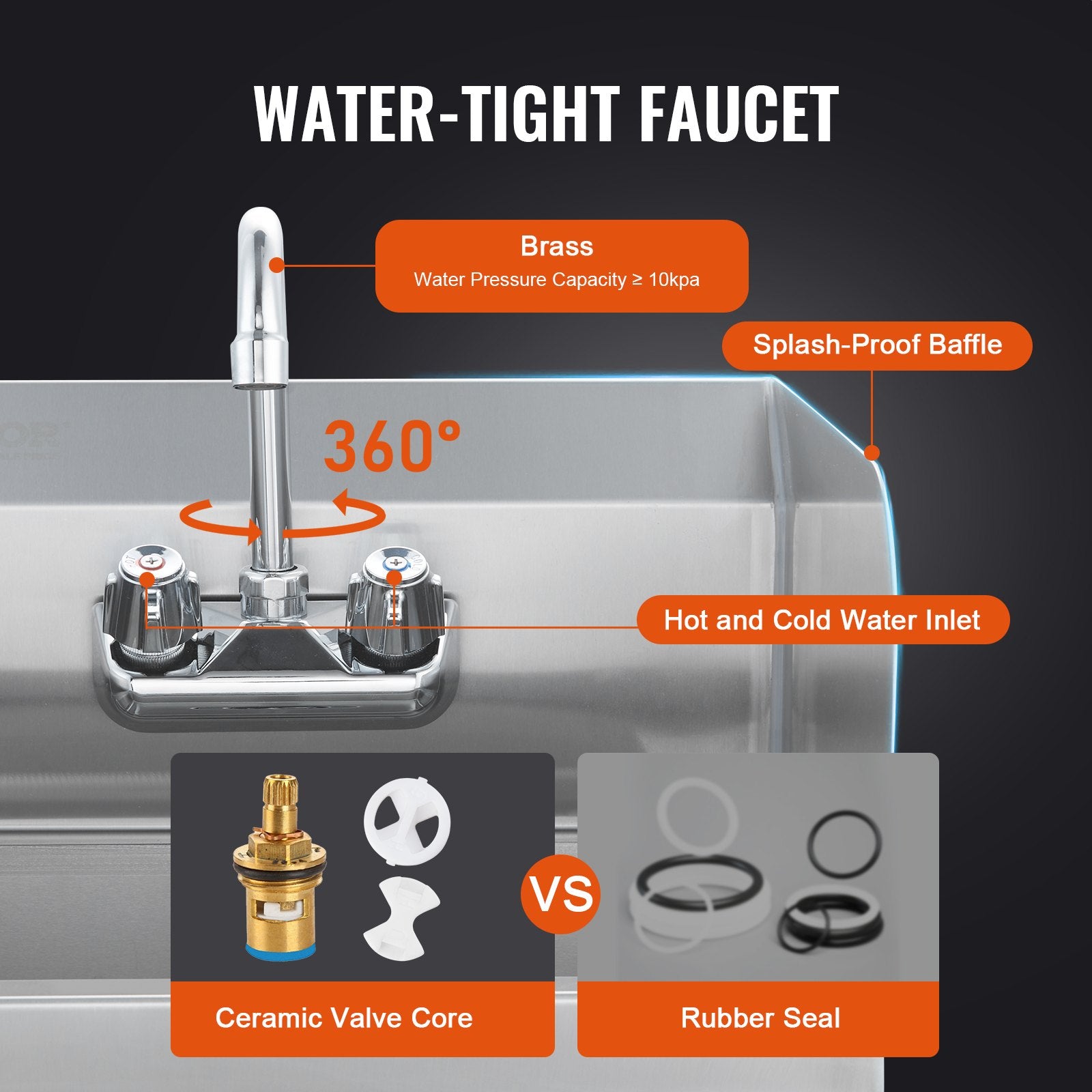 Commercial Hand Sink With Faucet And Side Splash