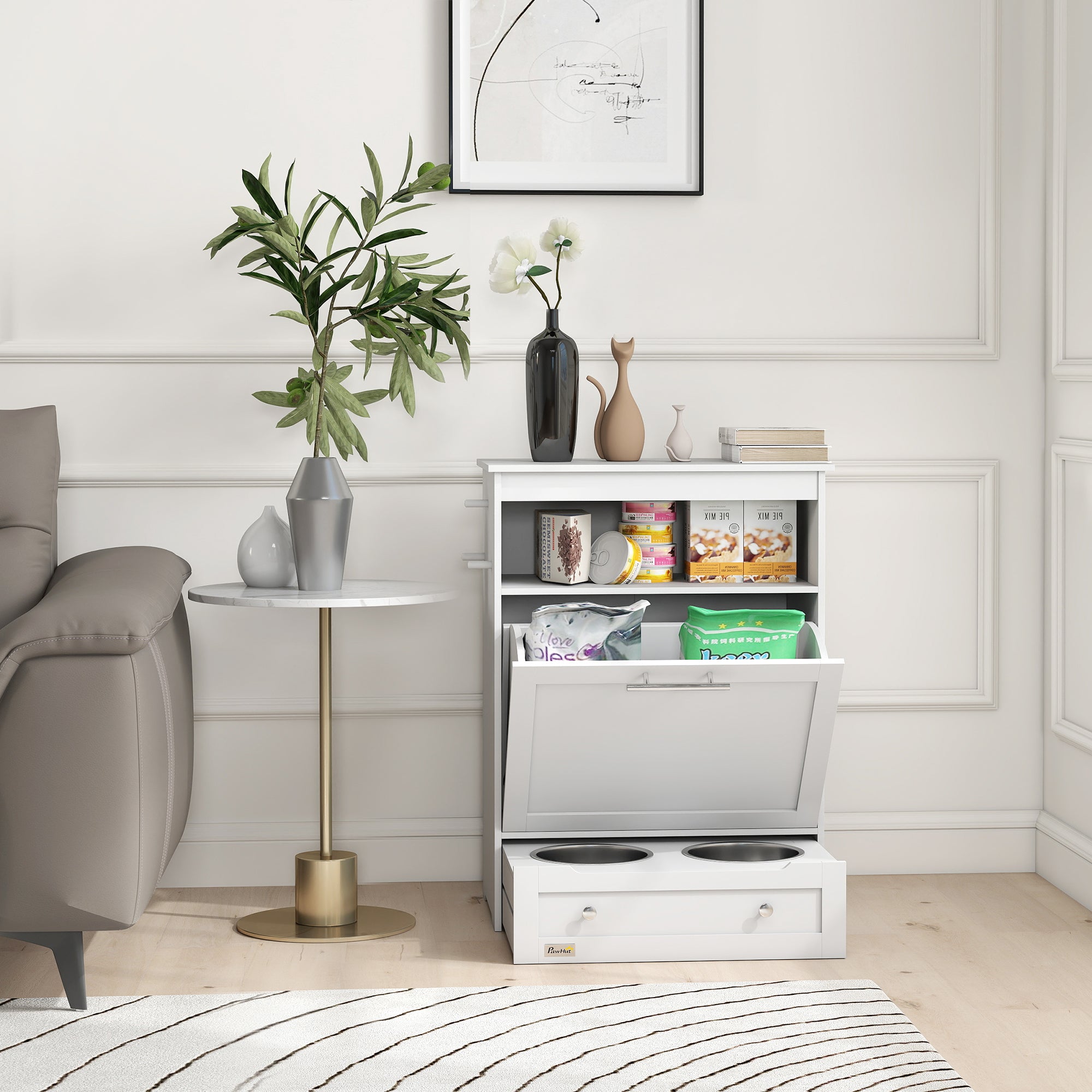 Pet Feeder Station Storage Cabinet