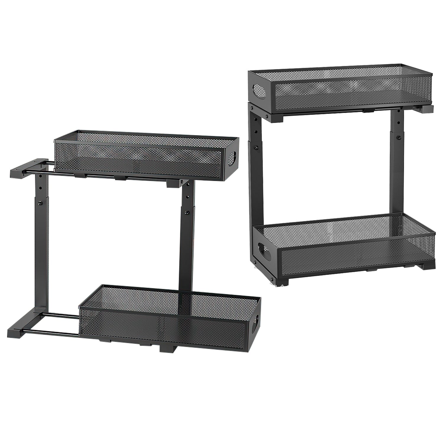 2Pcs Under Sink Organizer 2 Tier Pull Out Cabinet Baskets Storage