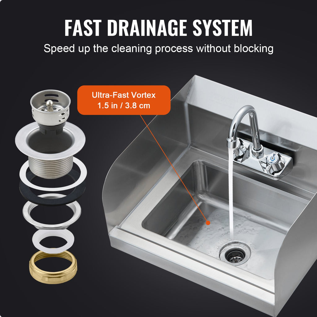 Commercial Hand Sink With Faucet And Side Splash