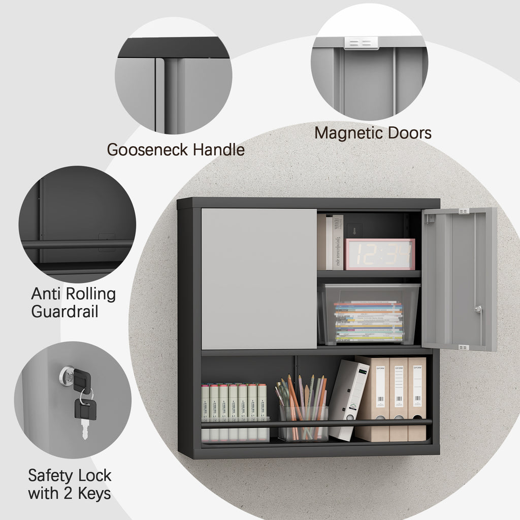 Metal Adjustable 2 Doors Metal Storage Cabinet Kitchen Pantry Cabinet With Adjustable Shelves