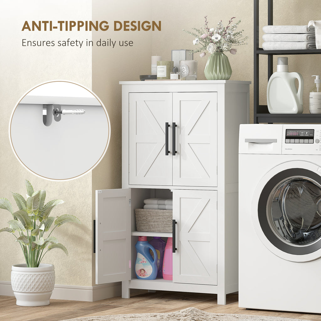 Farmhouse Bathroom Cabinet with 4 Doors and Adjustable Shelf