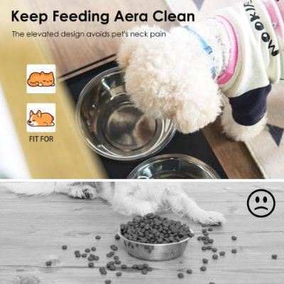 Storage Cabinets, Pet Feeding Station With 2 Elevated Dog Bowls