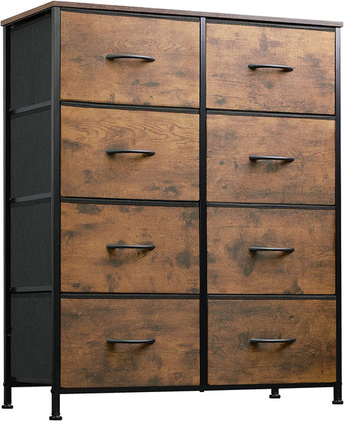 8 Drawer Fabric Storage Tower Rustic Brown For Bedroom