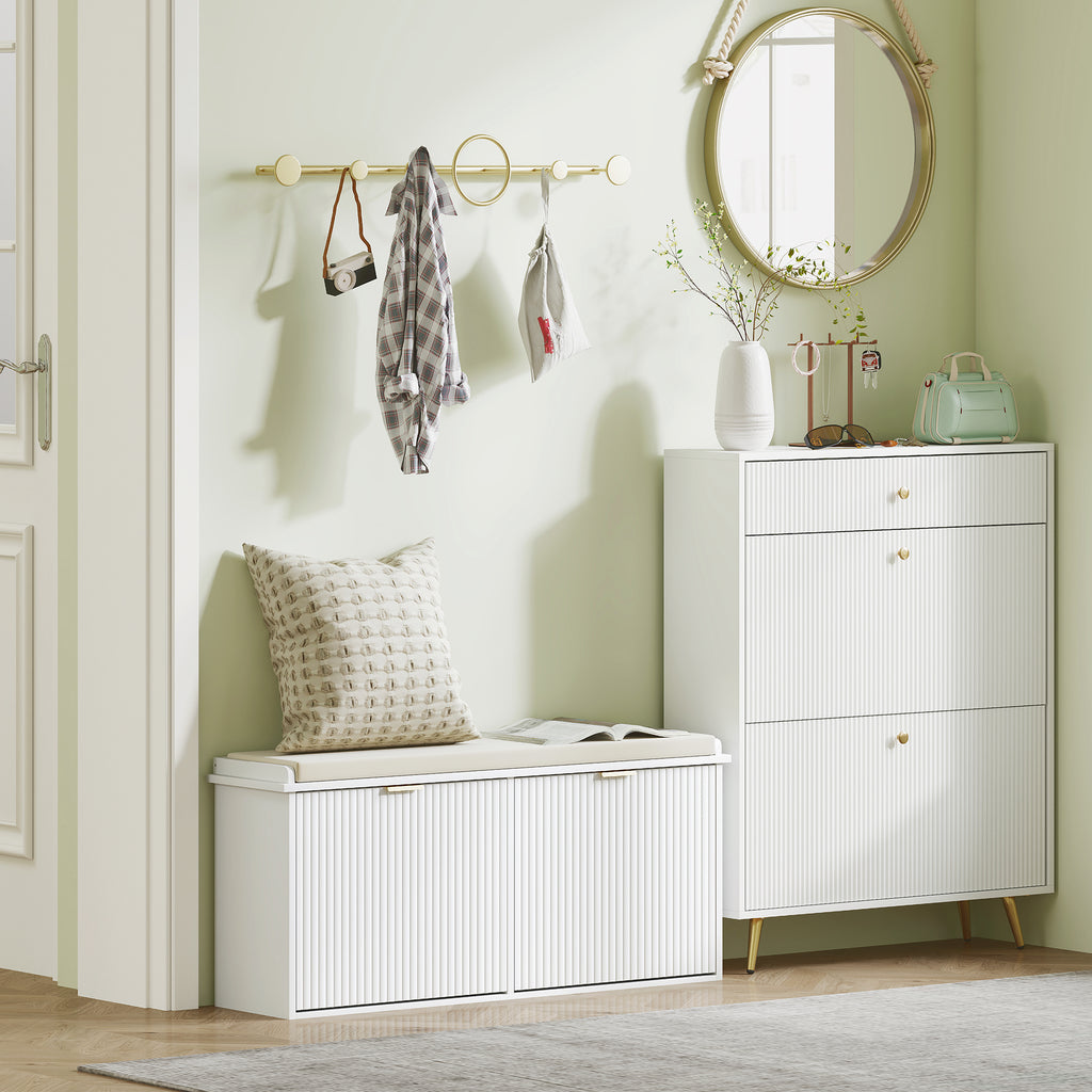 Shoe Storage Bench with Padded Seat