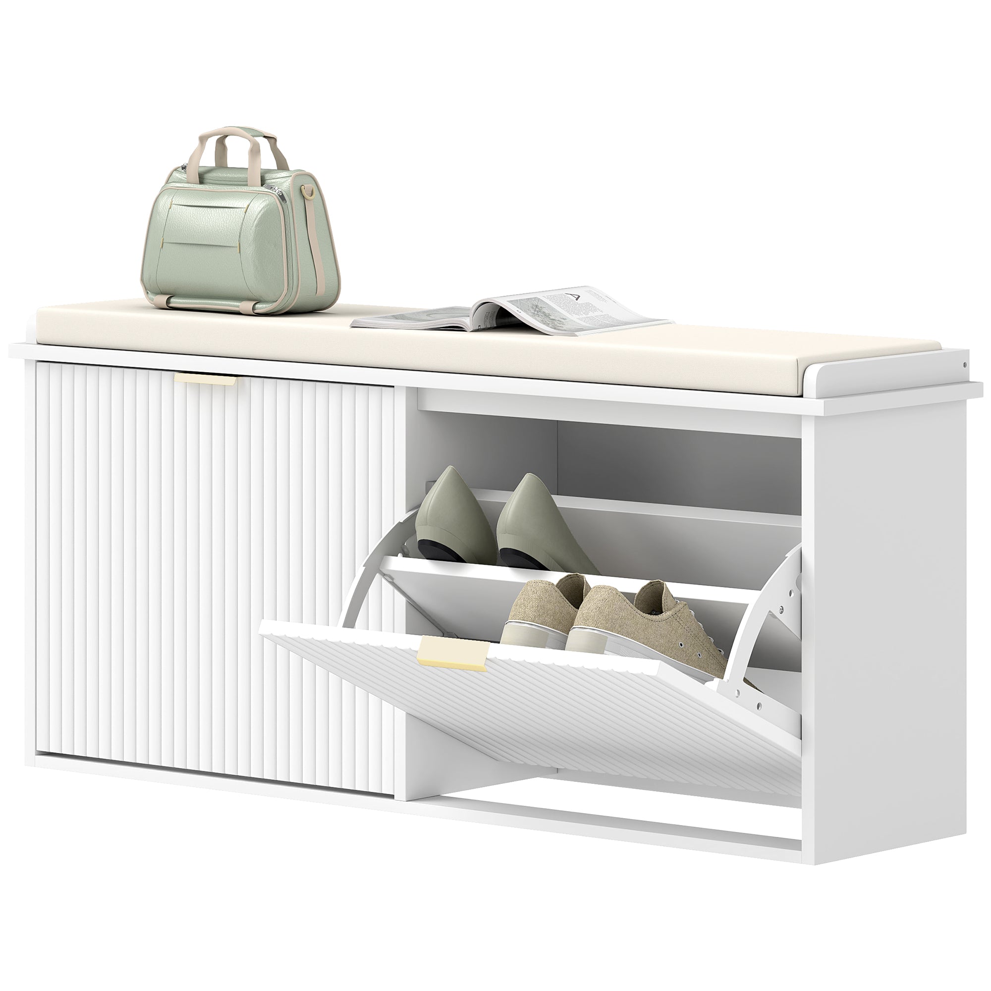 Shoe Storage Bench with Padded Seat