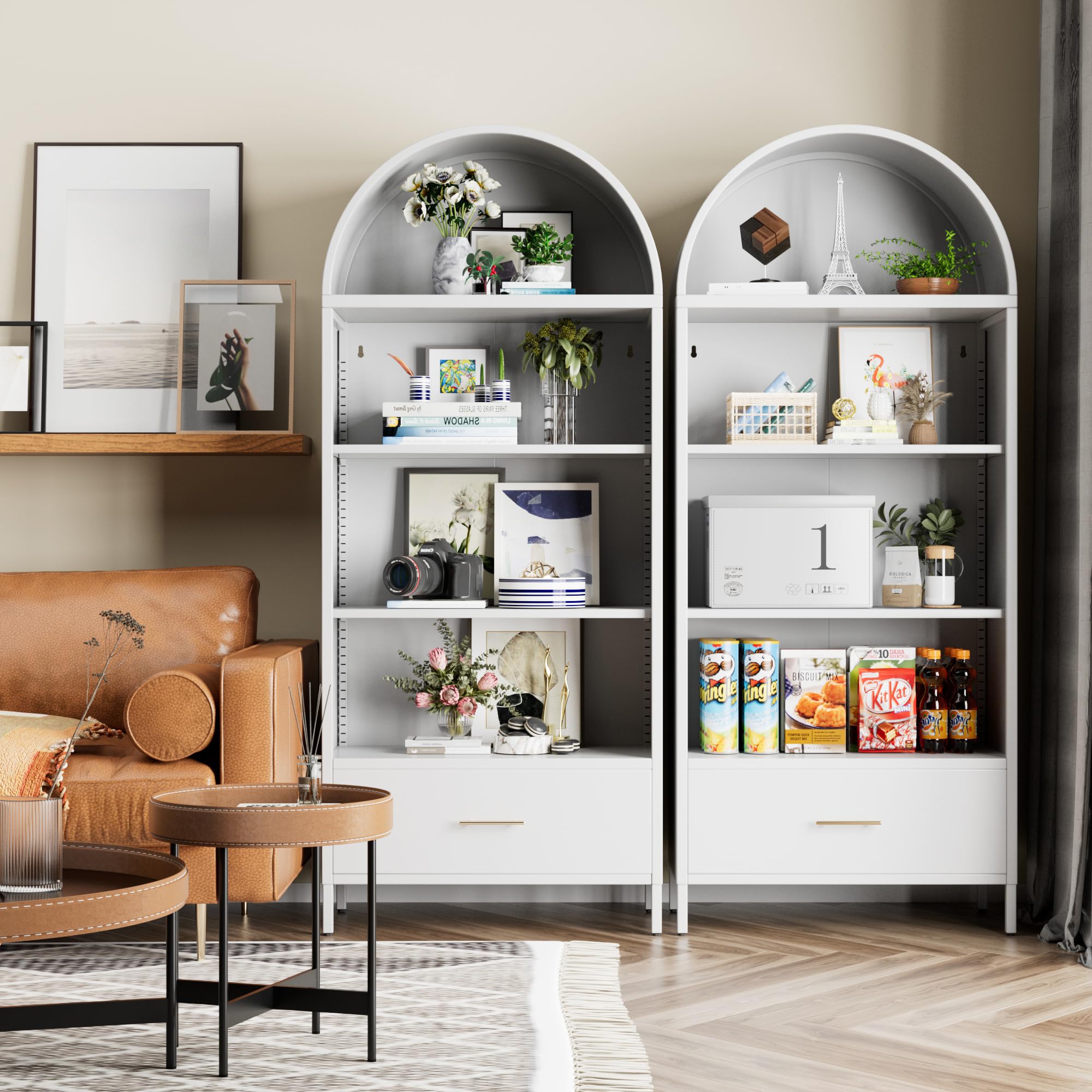 Metal Arched Bookshelf Cabinets