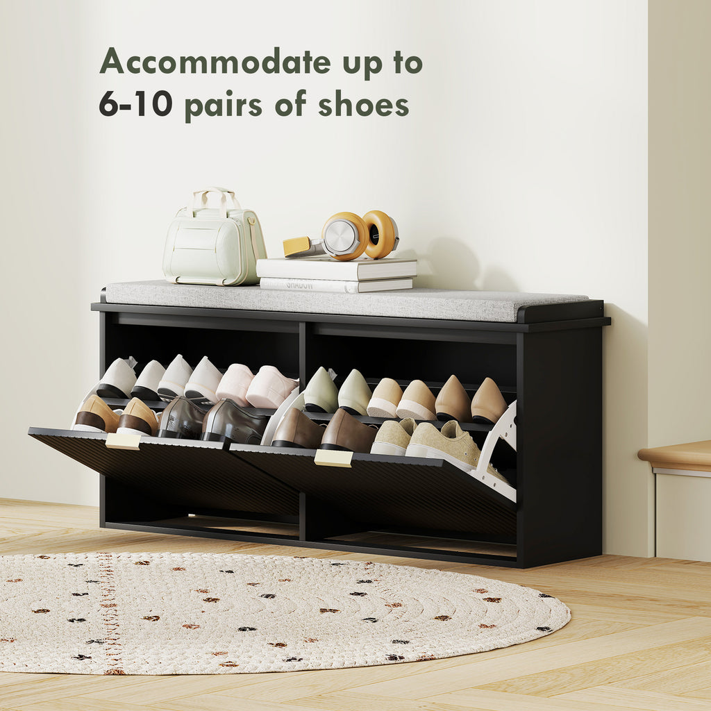 Shoe Storage Bench with Padded Seat