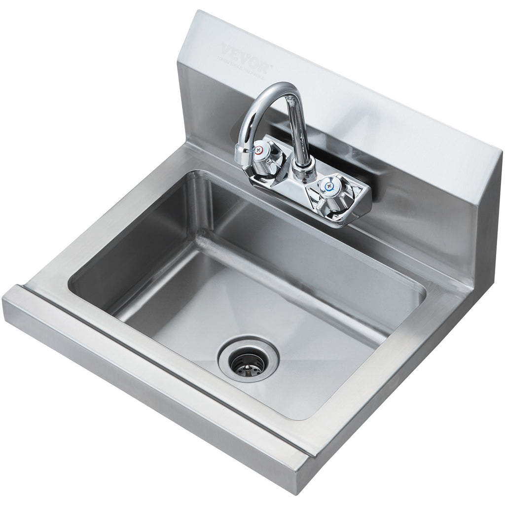 Commercial Hand Sink With Faucet, Stainless Steel Sink