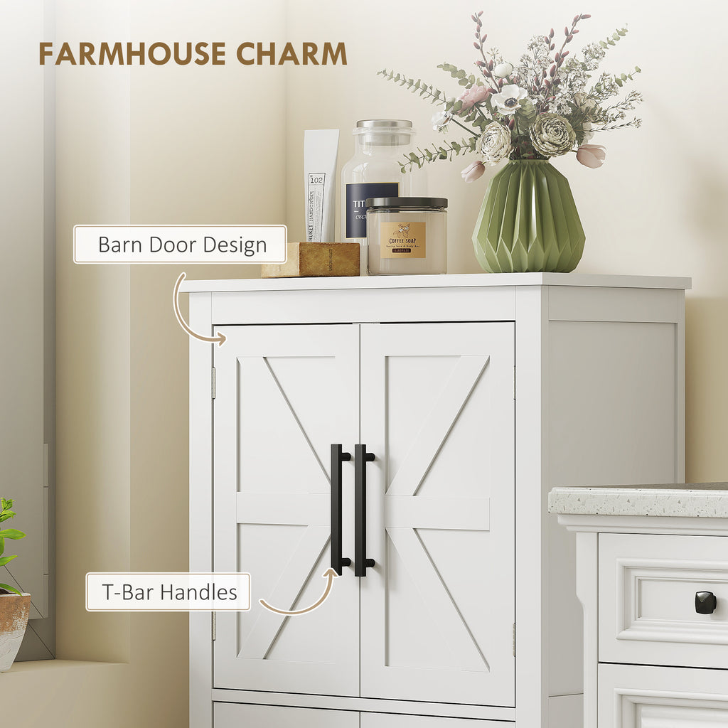 Farmhouse Bathroom Cabinet with 4 Doors and Adjustable Shelf