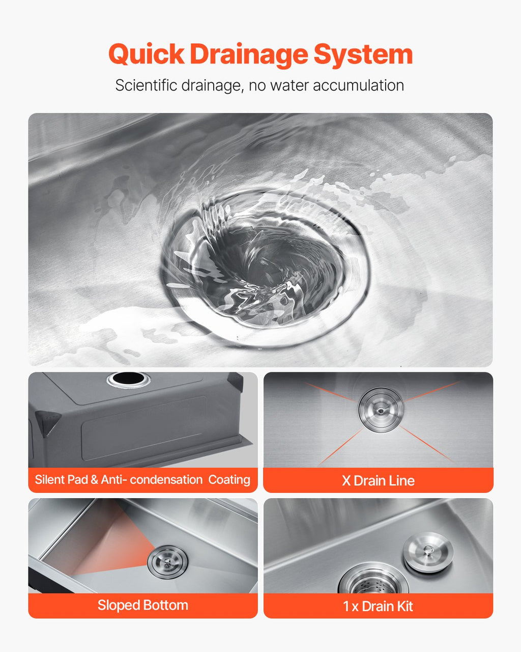 33” Kitchen Sink Undermount Double Bowl Drop-In Basin Stainless Steel Bar