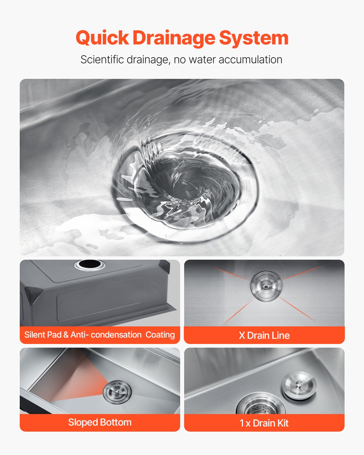 33” Kitchen Sink Undermount Double Bowl Drop-In Basin Stainless Steel Bar