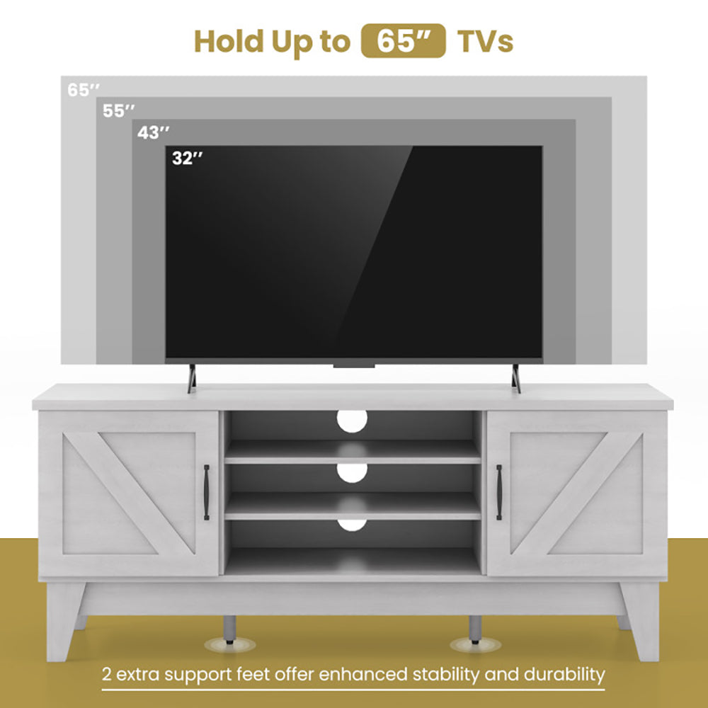 TV Stand For TVs Up To 65” With 2 Barn Door Cabinets