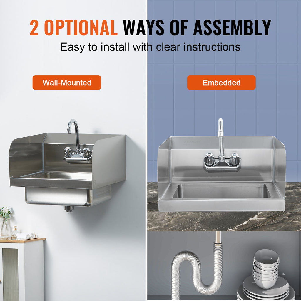 Commercial Hand Sink With Faucet And Side Splash