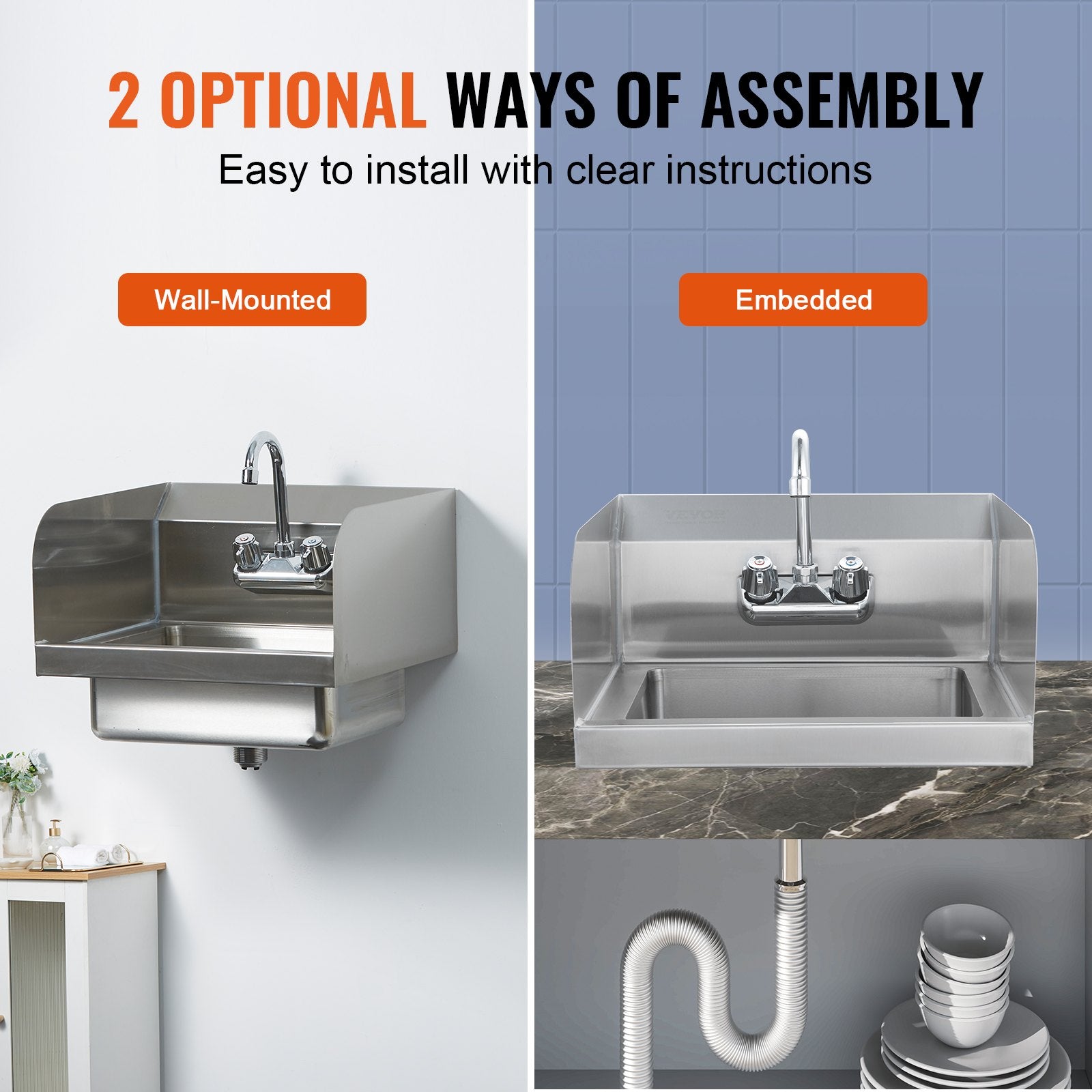 Commercial Hand Sink With Faucet And Side Splash