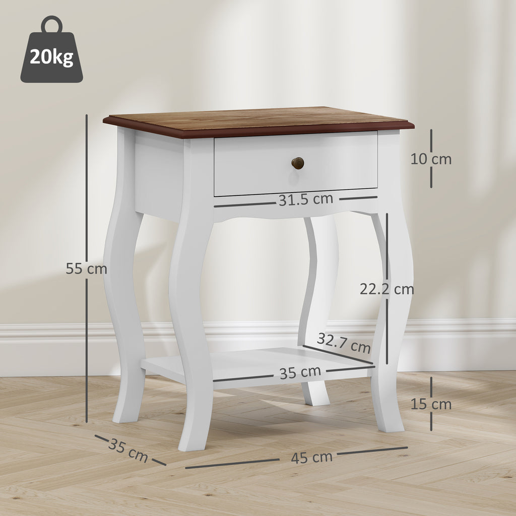 2pcs Bedside Tables With Drawer, French Style Bedside Cabinets