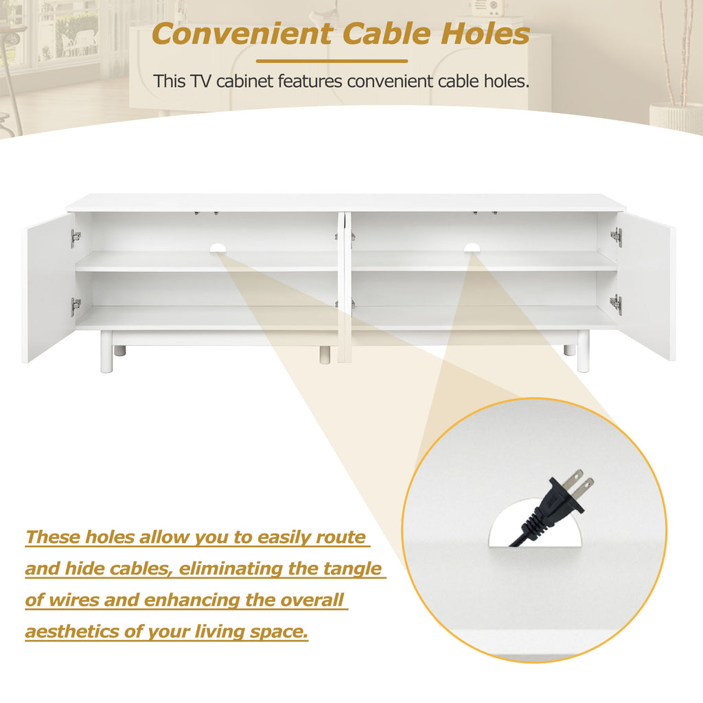 TV Stand With Arch Cabinets For TVs Up To 78'', Minimalist Entertainment Center