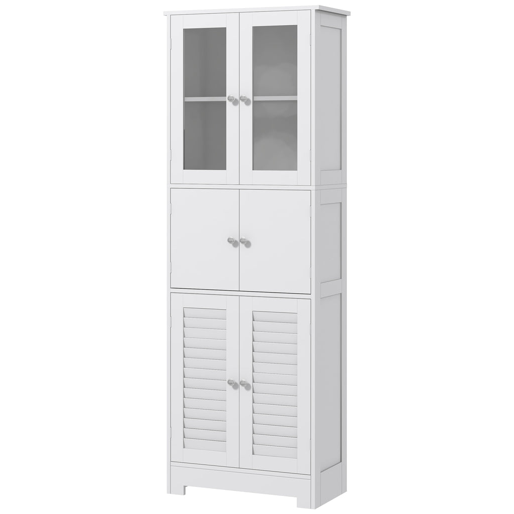 Freestanding Bathroom Cabinet with Glass/Louvred Doors