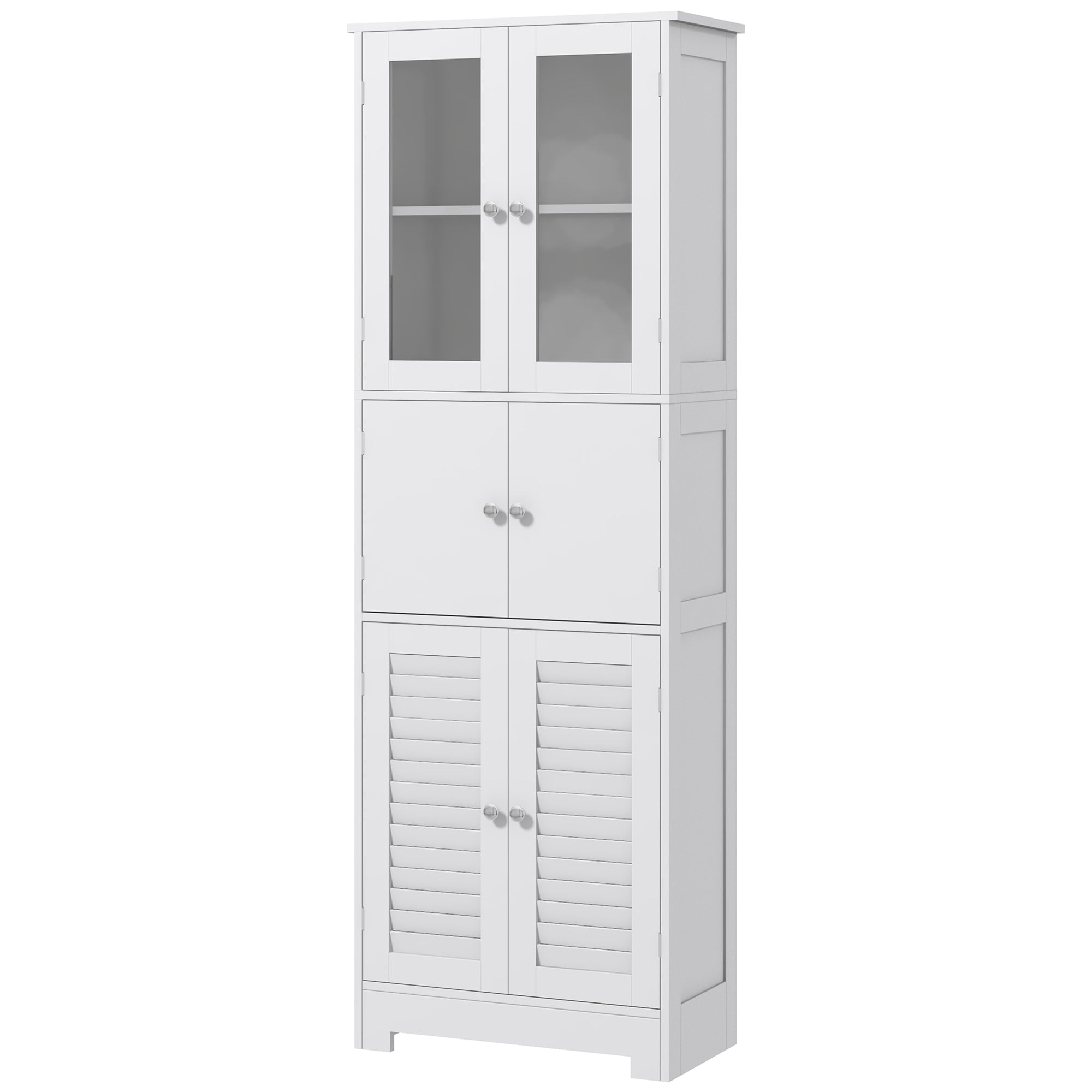 Freestanding Bathroom Cabinet with Glass/Louvred Doors