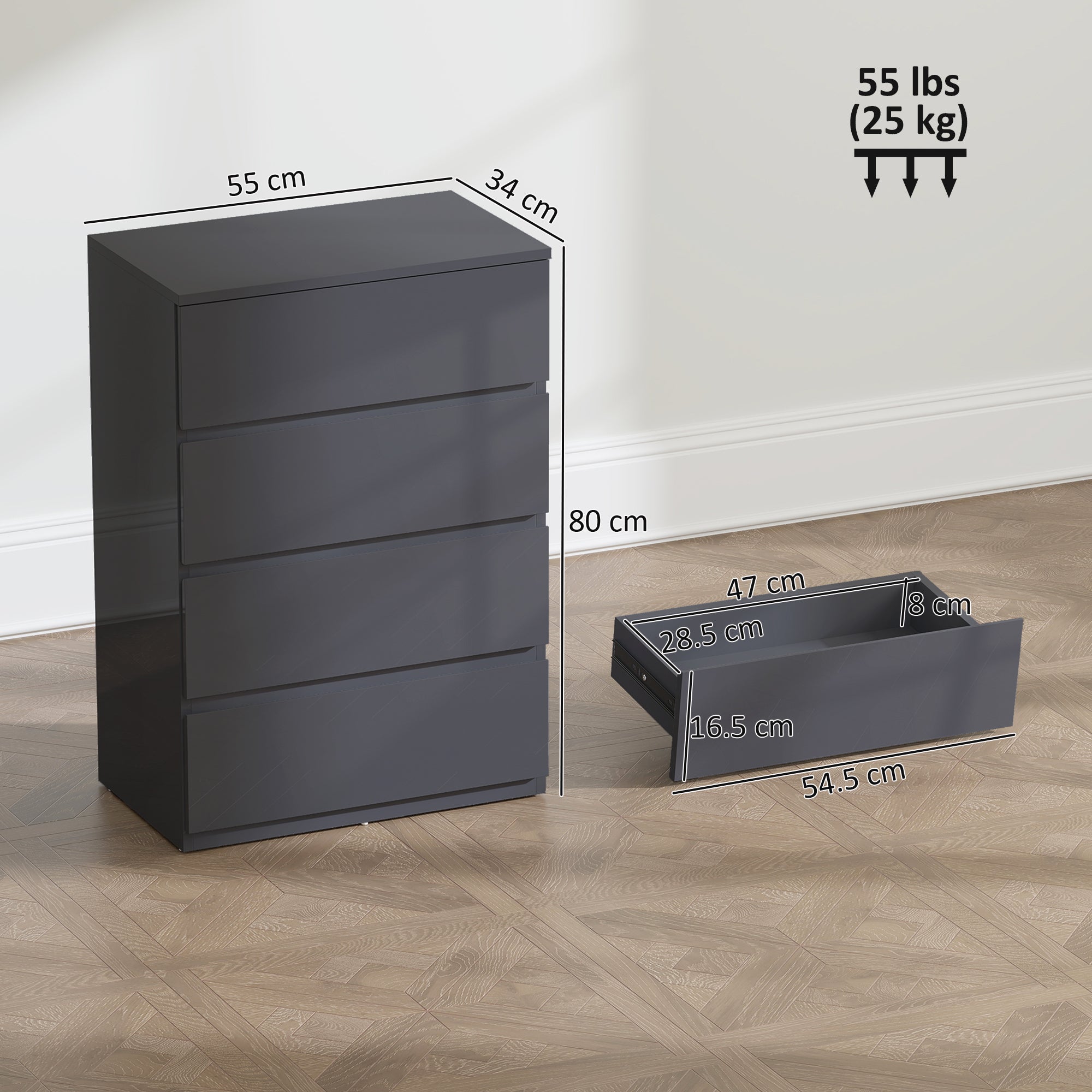 High Gloss Chest Of Drawers