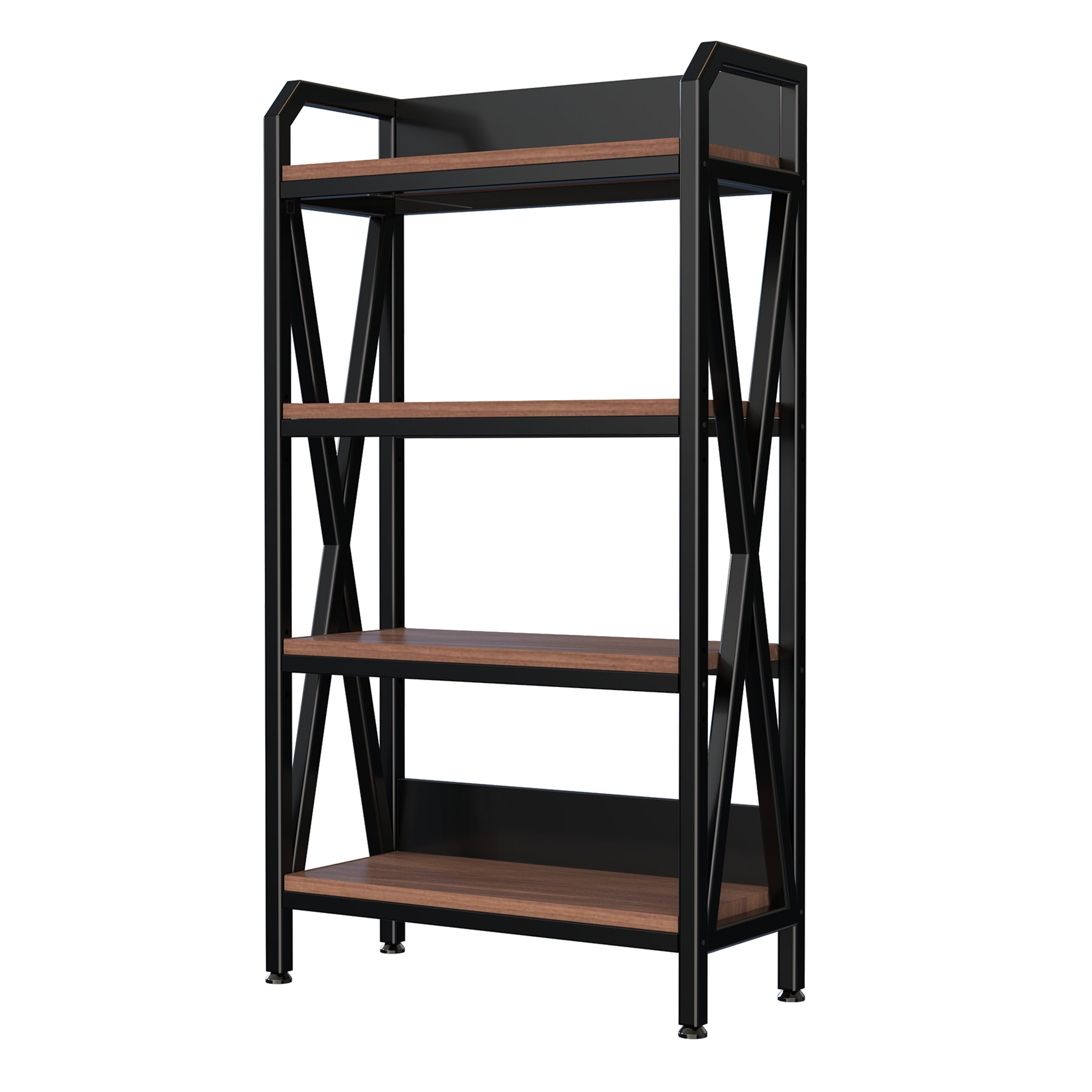 Rack 4-Level Storage Shelves Metal And Wooden Kitchen Shelves