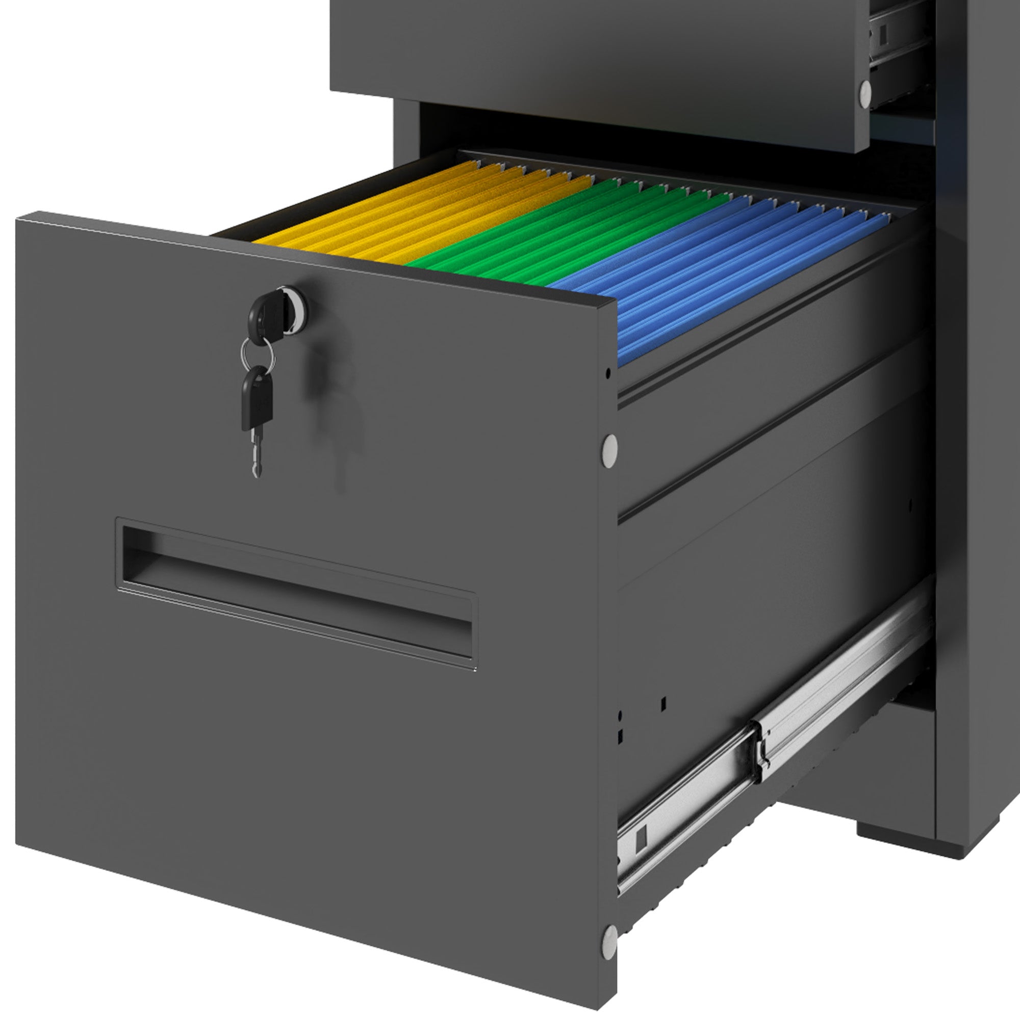 4 Drawer Metal Vertical Black Filing Cabinets With Lock For Home Office,Letter Legal A4