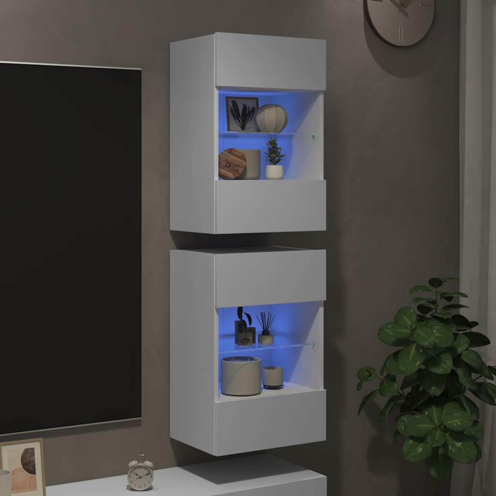 wall cabinets with LED lights for TV (2 pieces)