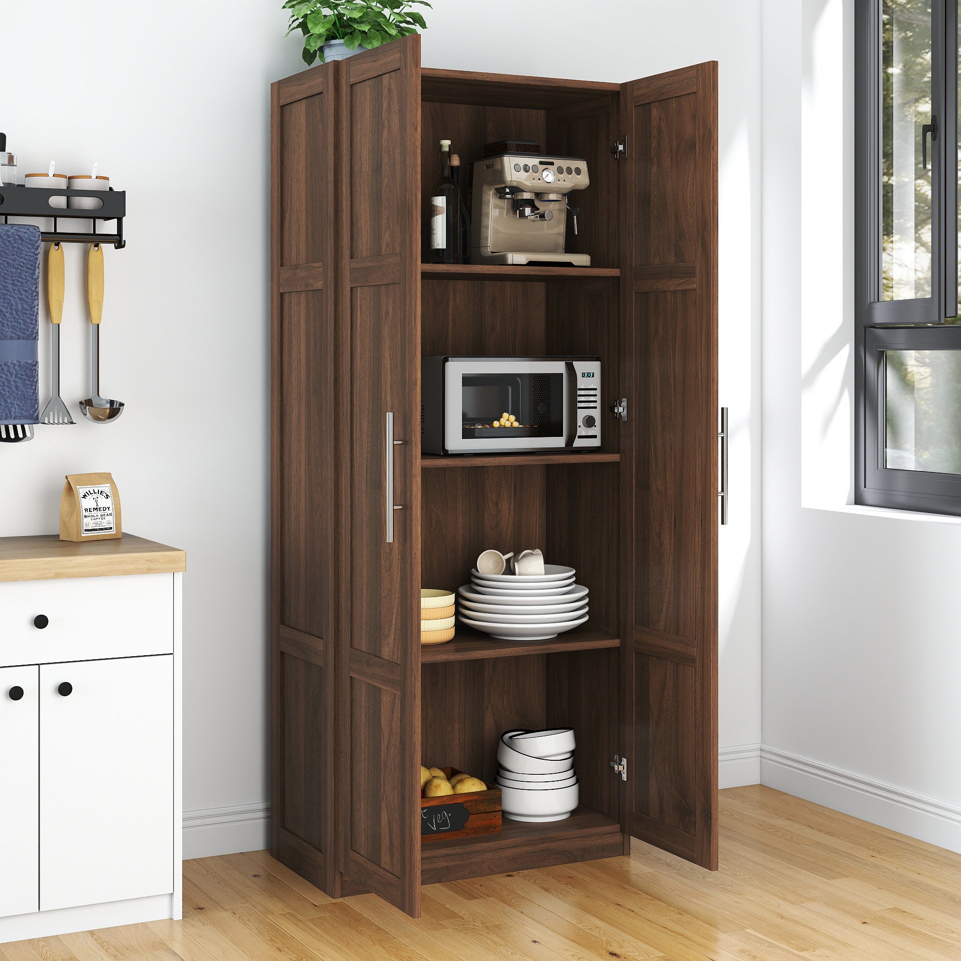 Pantry Cabinet, Kitchen Pantry Storage Cabinets With 2 Door And 3  Shelves,  Pantry Storage Cabinet
