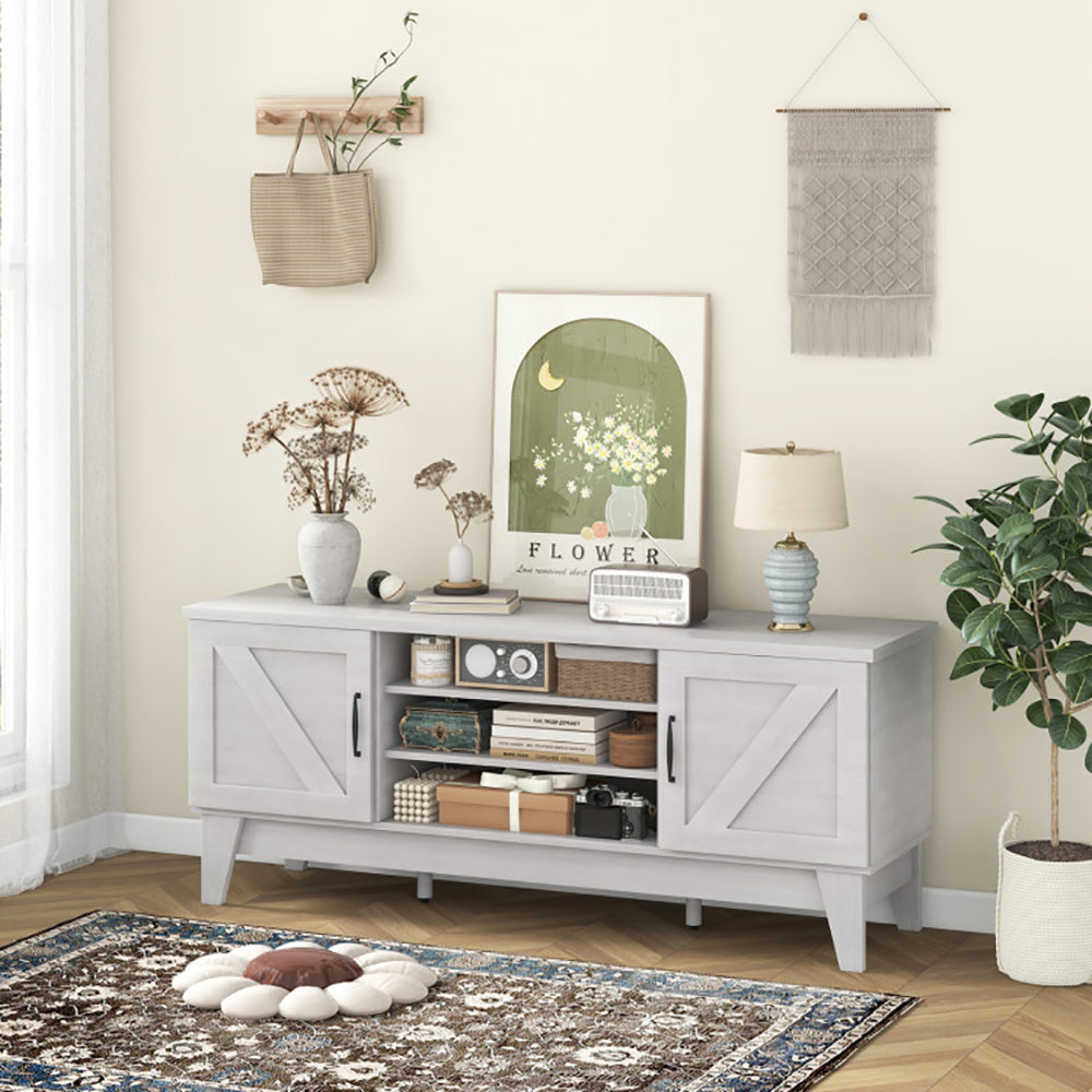 TV Stand For TVs Up To 65” With 2 Barn Door Cabinets