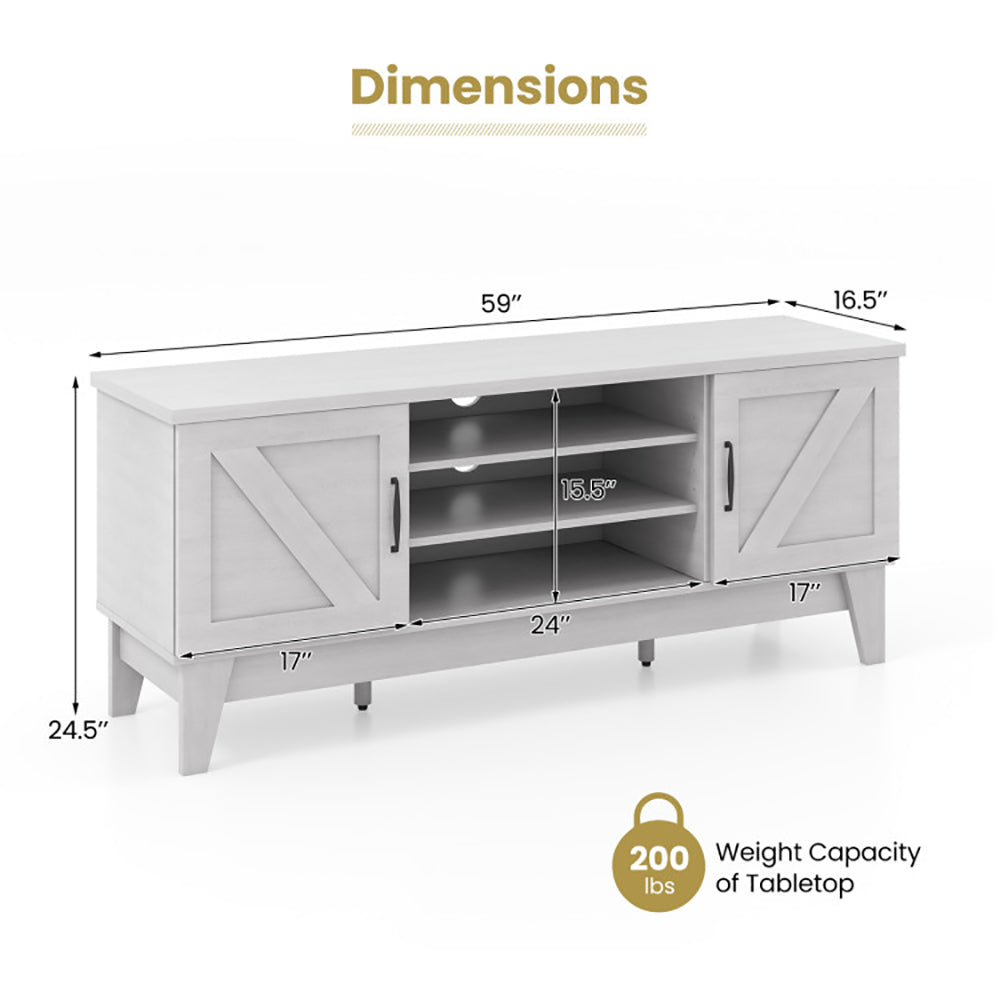 TV Stand For TVs Up To 65” With 2 Barn Door Cabinets