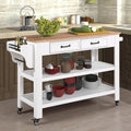 57” Rolling Kitchen Island with Storage,Kitchen Cart with Solid