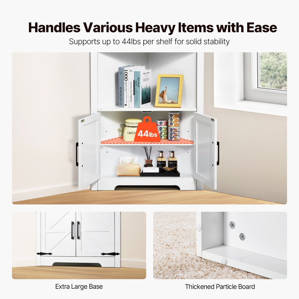 68" Tall Corner Storage Cabinet