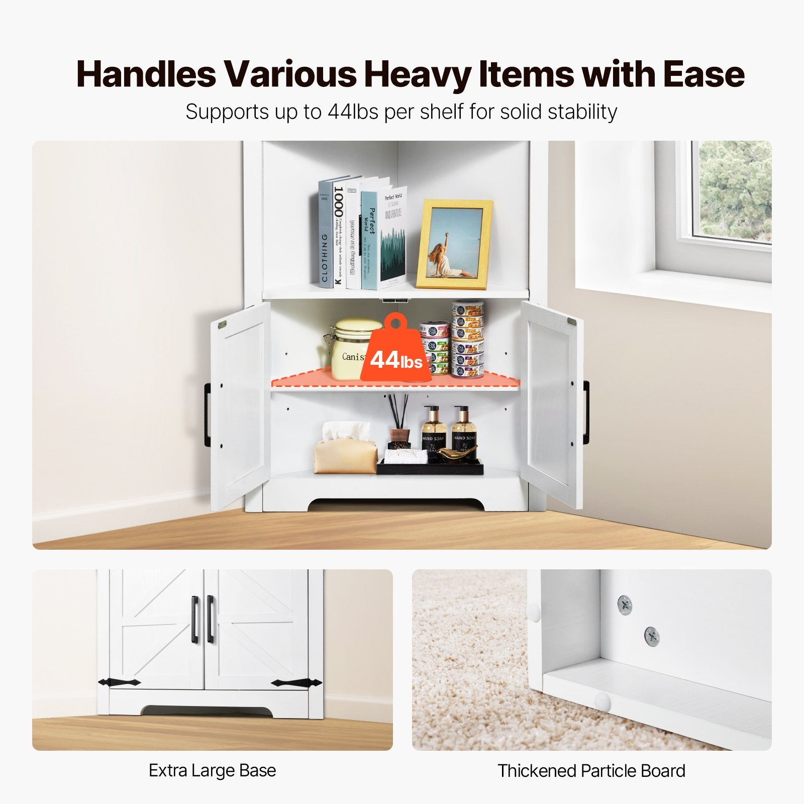 68" Tall Corner Storage Cabinet