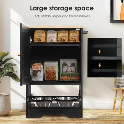 Storage Cabinets, Pet Feeding Station With 2 Elevated Dog Bowls