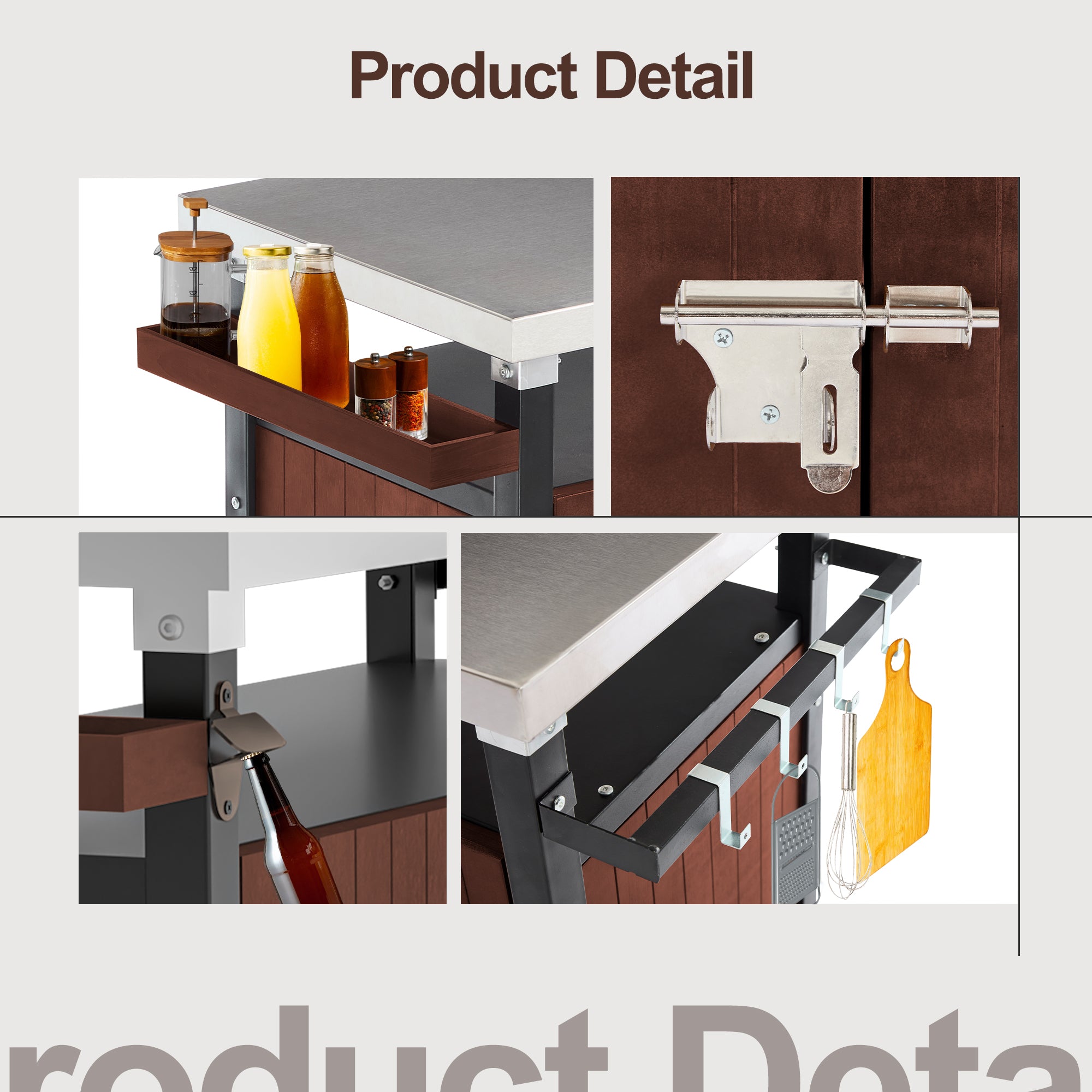 Outdoor Grill Cart With Stainless Steel Tabletop